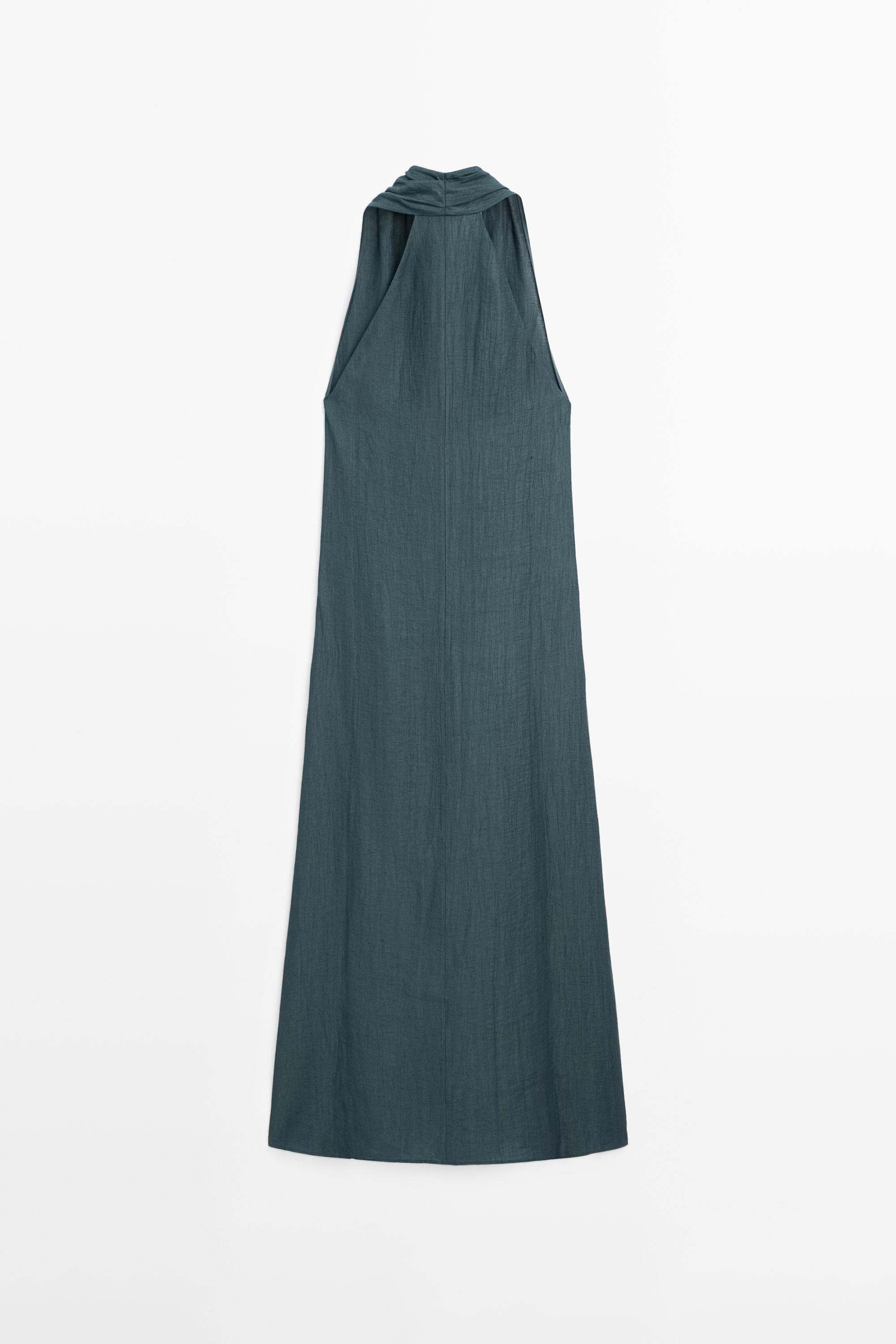 Robe midi col en V lin